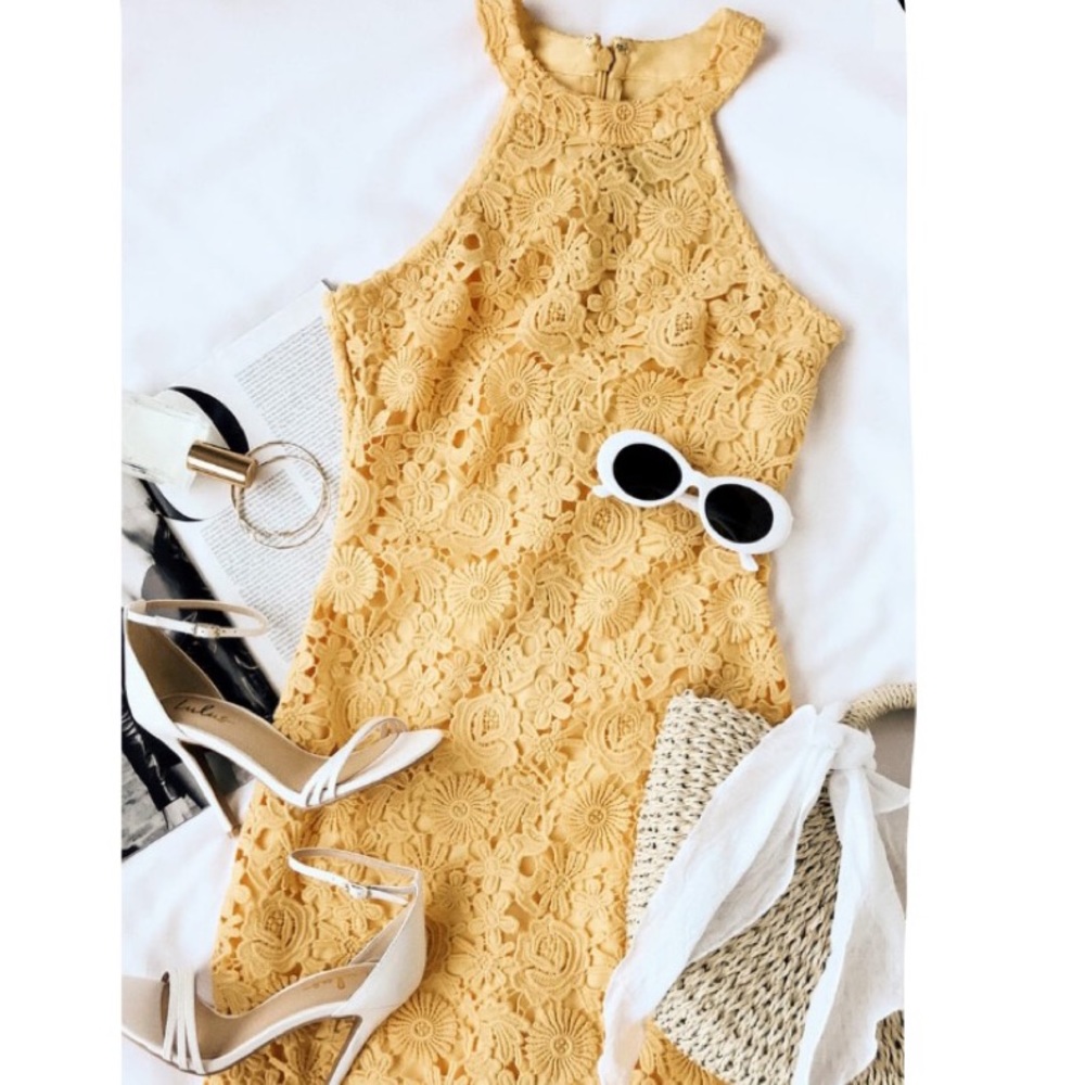 Lulus Yellow Lace Dress